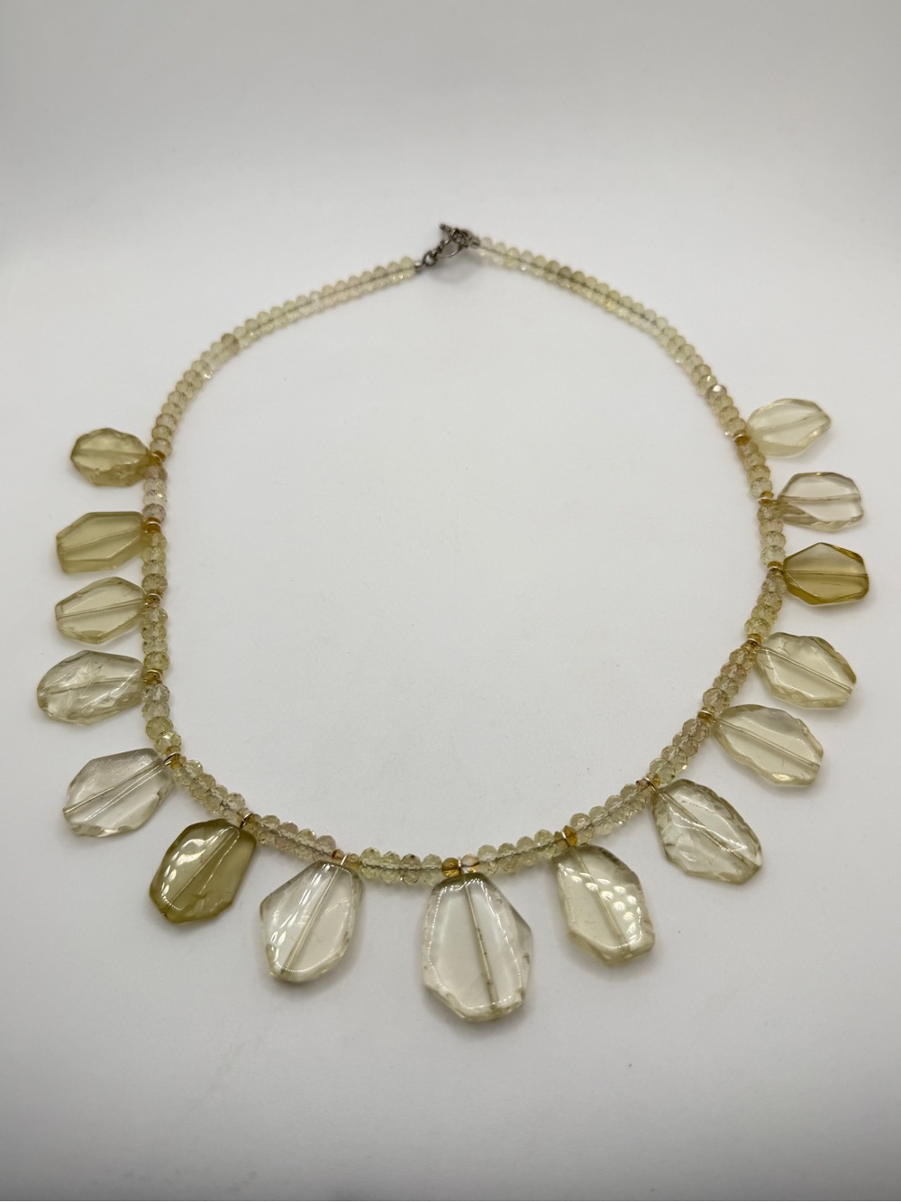 20" NWOT Freeform CITRINE and faceted lemon quartz necklace w/ 925 toggle clasp!
